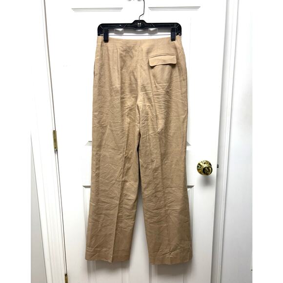 VTG Talbots Tan Linen Pants, High Waist, Lined Pleated, Dress Slacks, Size 4 - Picture 2 of 6